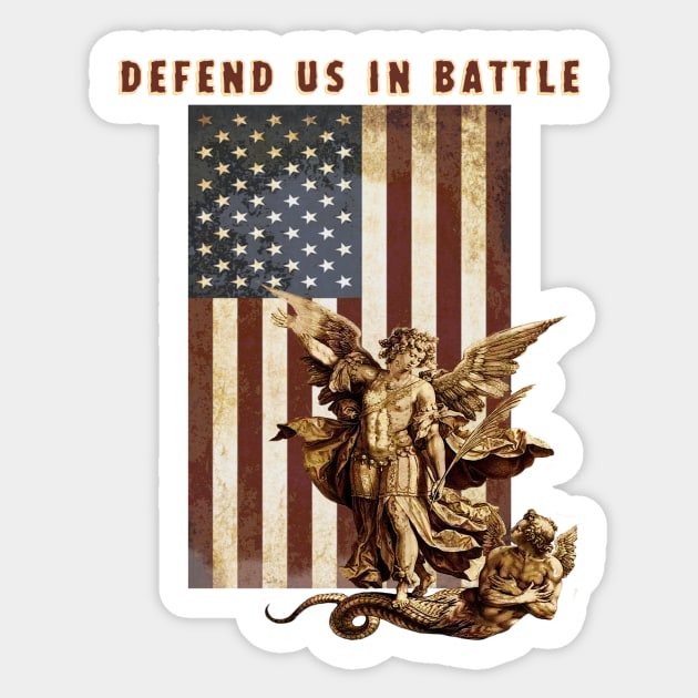 St Michael the Archangel Angel Catholic Saint United States Flag US Sticker by hispanicworld